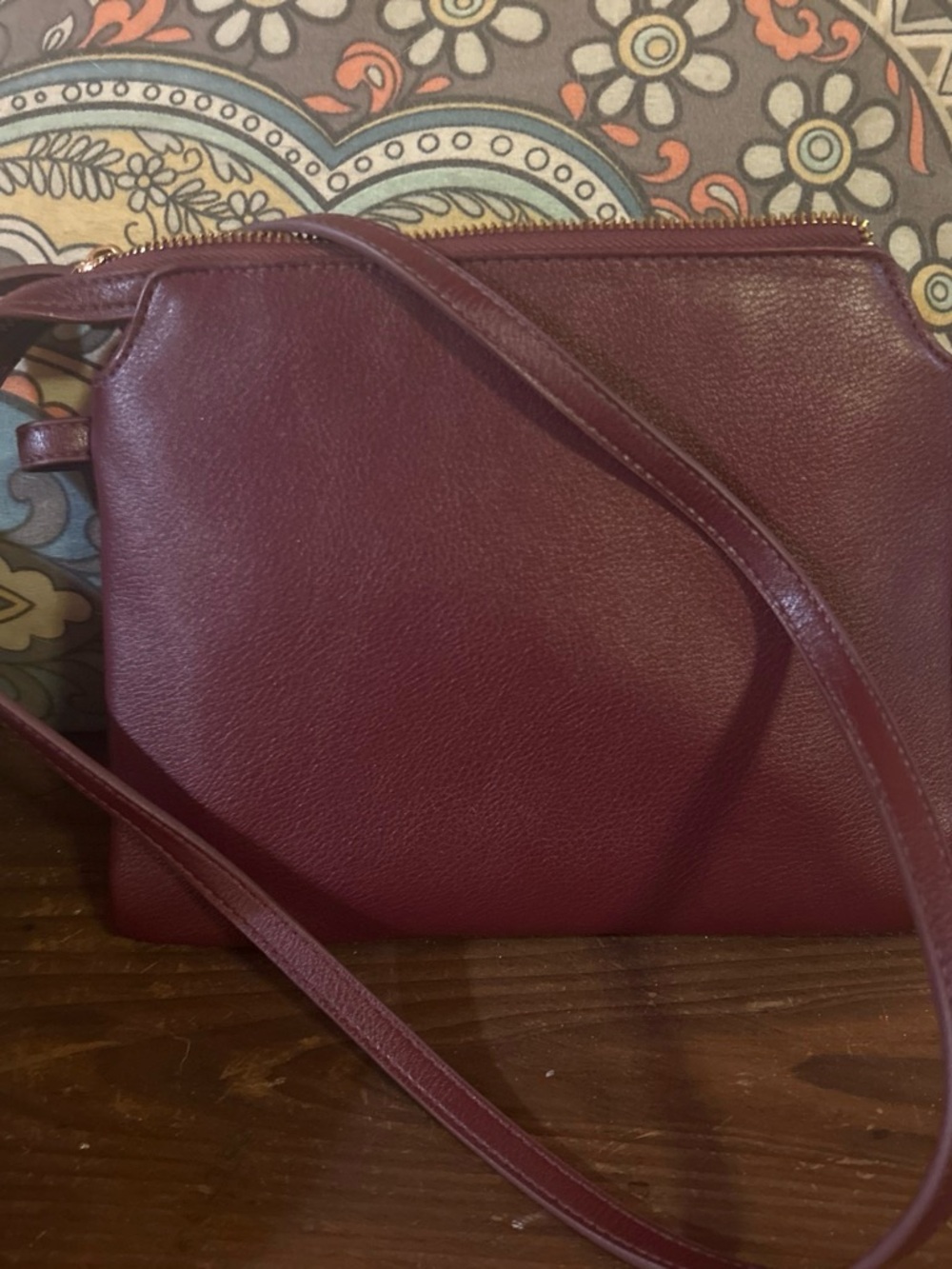 a new day Maroon Leather Crossbody Bag